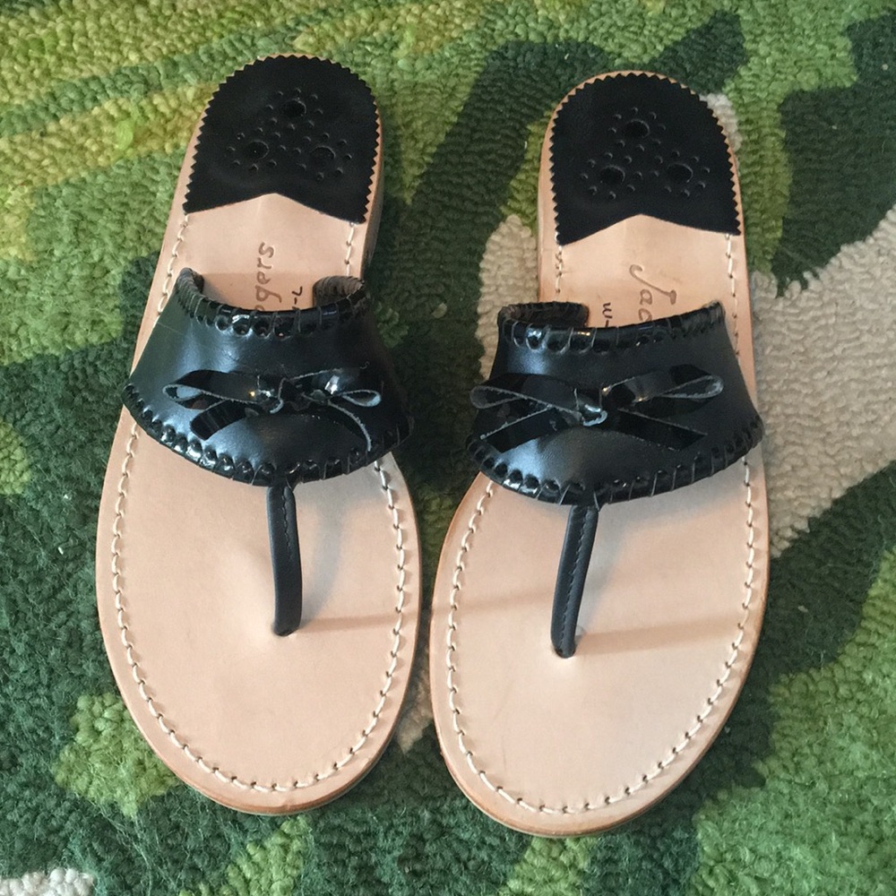 Jack Rogers NWOT Black Adeline Leather Flat Sandal